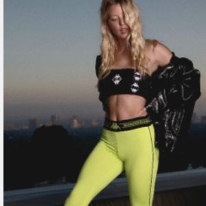 AUTHENTIC NWOT Kappa Shadow Hill Salber Acid Green Grey Caviar Skin Fit Leggings